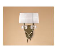 Mantra M4634AB/S Loewe 2 Light Switched Wall Fitting in Antique Brass with Cream Shade