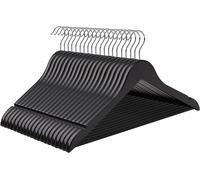MANTRARAJ 10 Wooden Coat Hangers Suit Trouser Garments Clothes Coat Hanger Non-Slip Trouser Bar in Black | Size: 10 Pack MANTRARAJ Black 10 Pack