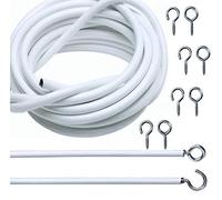 MantraRaj 10ft curtain wire 3Meter white Curtain Wire Hanging Cord Kit with 6 Pack Self-adhesive Hooks