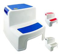 Mantraraj 11" Two Step Stool Plastic Heavy Duty Multi Purpose Easy Non-Slip For Home Kitchen Bathroom 1 X Random Colour