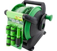 MantraRaj 15M Compact Garden Hose Pipe Reel Tough Water Pipe Standing Wall Mounted Fittings Set | Portable Hose Pipe Reel | Lightweight for Watering Garden Pots Balconies, Hoses