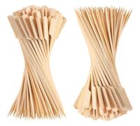 MANTRARAJ 18cm Bamboo Paddle Skewers BBQ Sticks Wooden Picks Fruit Cocktail x 50 in Beige MANTRARAJ Beige