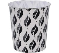 Mantraraj 2.5 Litre Small Leaves Plastic Waste Paper Bin Basket Black And White Open-Top Recycling Rubbish Bin