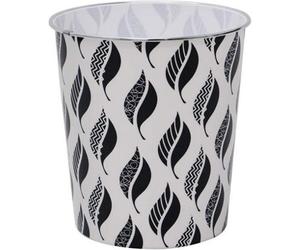 Mantraraj 2.5 Litre Small Leaves Plastic Waste Paper Bin Basket Black And White Open-Top Recycling Rubbish Bin