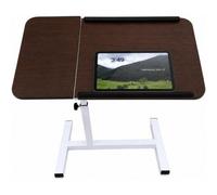 Mantraraj 2 In 1 Adjustable Height Office Desk Table With Moveable Top Section & Wheels Portable (Brown)