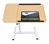 Mantraraj 2 In 1 Adjustable Height Office Desk Table With Moveable Top Section & Wheels Portable (Maple)