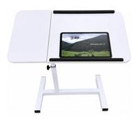 Mantraraj 2 In 1 Adjustable Height Office Desk Table With Moveable Top Section & Wheels Portable White