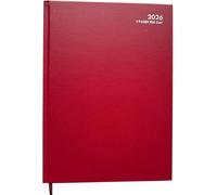 Mantraraj 2026 Diary 2 Pages Per Day A4 Diary Large Hardback 2 Page A Day Appointment Diary With Year Planners Red
