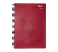 Mantraraj 2026 Diary A5 Spiral Bound Week To View Diary With Hardback Cover Weekly Planner For Students, Home, Office Red
