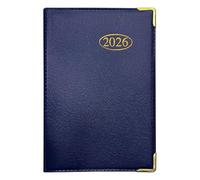 MantraRaj 2026 Week to View PVC Leather Effect Pocket Diary With Metal Corners Compact Planner with Hard Case Cover, Conversion Tables, and Organizational Tools - 11cm x 7cm (Blue)