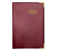 MantraRaj 2026 Week to View PVC Leather Effect Pocket Diary With Metal Corners Compact Planner with Hard Case Cover, Conversion Tables, and Organizational Tools - 12cm x 7cm (Red)