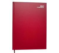 MantraRaj 2027 A4 Hardcover 2 Pages Per Day Diary Hardback Desk Diary Red | Classic Diaries Year Planner Office Calendar Organiser For Business, Office, Home, Traveling
