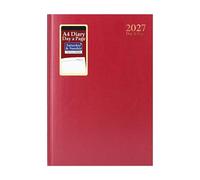 Mantraraj 2027 Diary A4 Day A Page Hardback Case Bound Full Day Saturday And Sunday Diary Planner Red