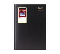 Mantraraj 2027 Diary A5 Day A Page Hardback Casebound Cover Desk Diary Organiser Planner Black