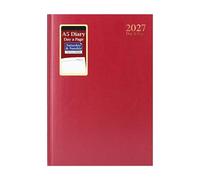 Mantraraj 2027 Diary A5 Day A Page Hardback Casebound Cover Desk Diary Organiser Planner Red