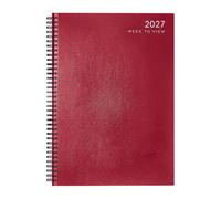 Mantraraj 2027 Diary A5 Spiral Bound Week To View Classic Diary With Hardback Cover Wtv Organizer Red