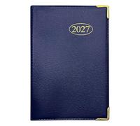 MantraRaj 2027 Week to View Small Pocket Diary PVC Leather Effect Blue | With Metal Corners A7 Compact Planner with Hard Case Cover, Conversion Tables, and Organizational Tools