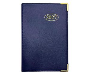 MantraRaj 2027 Week to View Small Pocket Diary PVC Leather Effect Blue | With Metal Corners A7 Compact Planner with Hard Case Cover, Conversion Tables, and Organizational Tools