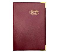 MantraRaj 2027 Week to View Small Pocket Diary PVC Leather Effect Red | With Metal Corners A7 Compact Planner with Hard Case Cover, Conversion Tables, and Organizational Tools