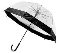 MantraRaj 23" Clear See Through Dome Umbrella Ladies Transparent Walking Rain Brolly Strong, Lightweight, Transparent, Waterproof Wedding Umbrella for Bride for Women Classy (Black)