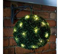 MANTRARAJ 28CM Solar Powered Topiary Ball 20 LED Flower Lights Garden Decoration in Green MANTRARAJ Green