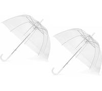MantraRaj 2x Umbrella - Large Clear Dome See Through Walking Brolly, Ladies Lightweight And Strong, Fully Waterproof, Clear PVC Construction