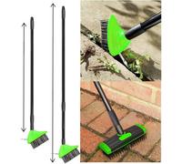 Mantraraj 3 In 1 Telescopic Weed Remover Brush Wire Head Paving Decking Clean Scrub Moss
