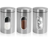 Mantraraj 3 Pc Kitchen Canister Set Food Storage Container Set Stainless Steel Storage Jars Coffee Tea Sugar Caddy With Lids