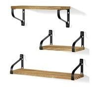 MANTRARAJ 3 PCS Floating Shelves Wall Mounted Wooden Display Hanging Storage in Brown MANTRARAJ Brown