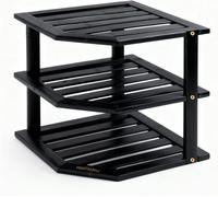 MantraRaj 3 Tier Bamboo Corner Shelf Rack Unit Kitchen Cupboard Storage Organiser Worktop Tidy Kitchen Plate Rack Space Saving Standing Storage Unit For Home, Living Room, Bathroom (Black)