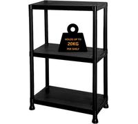 Mantraraj 3-Tier Heavy Duty Black Plastic Storage Shelving Unit Garage Storage Shelves Racking Shelving Unit