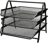 MantraRaj 3 Tier Letter Tray A4 Mesh Filing Trays Holder Desktop Document Paper File Storage Metal Filling Collection Desk Organiser Document Storage Letter Paper For Home & Office (Black)