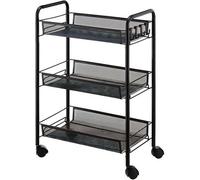 Mantraraj 3-Tier Rolling Cart, Easy Assemble Mobile Storage Multipurpose Trolley On Wheels, Slide Out Utility Cart Shelving Units