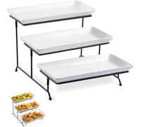 MantraRaj 3 Tier Serving Tray for Party Supplies Serving Platter Set Three Food Dessert & Cake Display Party Food Tray Set Display Stand for Buffets, Cake, Snack, Veggie, Fruit, Cookies, Dishes