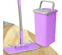 Mantraraj 360° Rotate Head Flat Mop and Bucket Set Microfibre Flat Mop with Handle Innovative Twin Chamber Bucket for Wet & Dry Use 2 Reusable Pads Suitable for All Floor Types (Green)