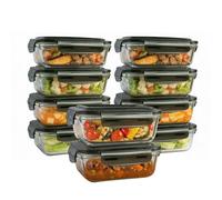 MANTRARAJ 380ml Glass Food Storage Container with Airtight Plastic Lid in Clear | Size: 10 Pack MANTRARAJ Clear 10 Pack