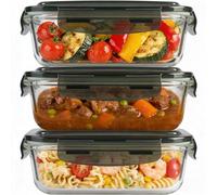 MantraRaj 380ml Meal Prep Glass Containers with Lids (3 Pack) - Airtight & BPA-Free - Microwave, Freezer & Dishwasher Safe - for Lunch, Pantry Organizers Storage, Lunch Boxes Takeaway Containers