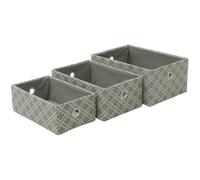MANTRARAJ 3PC Cardboard Storage Basket Multipurpose Stackable Organiser Rope Bin in Grey MANTRARAJ Grey