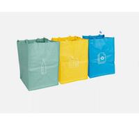 MantraRaj 3Pcs Colour Recycle Bags Set of 3 Recycling Bin Bags Heavy Duty Reusable Pack With Strong Handles Plastic Glass Paper Bins For Paper, Glass & Plastic Storage Bin Bag Sack