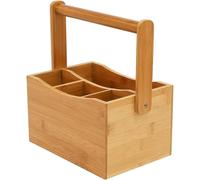 MANTRARAJ 4 Compartment Bamboo Kitchen Cutlery Organiser Caddy Utensil Holder in Brown MANTRARAJ Brown