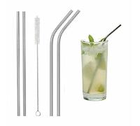 MantraRaj 4 Metal Straws Stainless Steel Straws Drinking Straws Reusable Brush Kit Drinks Party Eco Friendly Portable