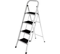MantraRaj 4 Step Ladder Folding Step Stool Multi-Use for Household, Kitchen, Office Heavy Duty Handgrip Anti Slip Pedal Sturdy Lightweight Folding Step Ladder Easy to Store Stepladder (4 Step - White)