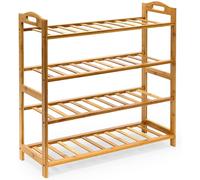 MantraRaj 4 Tier Bamboo Shoe Rack Storage Shelf Footwear Rack Wooden Storage Shelves Plants Shoe Storage Organizer Entryway Shoe Shelf