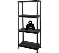 Mantraraj 4-Tier Heavy Duty Black Plastic Storage Shelving Unit Garage Storage Shelves Racking Shelving Unit
