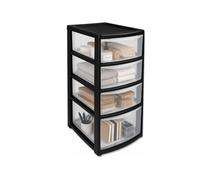 MANTRARAJ 4-Tier Mini Tower Storage Drawers Unit Plastic Boxes Storage Organiser in Black MANTRARAJ Black
