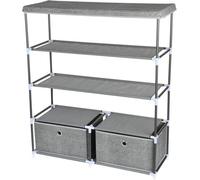 MANTRARAJ 4 Tier Multipurpose Storage Organiser Shelf 2 Drawers Modular Sturdy Storage Shelf in Dark Grey MANTRARAJ Dark Grey