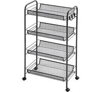 MANTRARAJ 4 Tier Storage Trolley On Wheel Storage Basket Kitchen Rolling Rack in Black MANTRARAJ Black