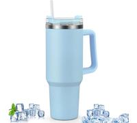 MantraRaj 40oz Stainless Steel Travel Mug Tumbler Cup Vacuum Insulated Double Wall Flask with Straw Handle Water Bottle for Hot Iced Coffee Ice-Cold Drinks Ideal for Outdoor, Travel, Camping (Blue)