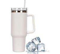 MantraRaj 40oz Tumbler with Straw Travel Mug Double Wall Flask Stainless Steel Leakproof Drinking Cup Thermal Coffee Cup Insulated Cup Water Bottle for Hot and Cold Drink (Cream)