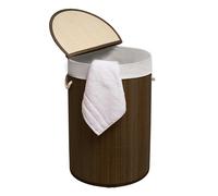 MANTRARAJ 50L Folding Bamboo Laundry Basket Bin Hamper Basket Storage Organizer With Lid And Removable Bag (Dark Brown) - Dark Brown - 1